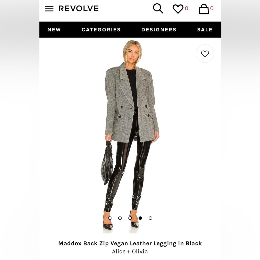New- Revolve / Alice + Olivia Maddox Back Zip Vegan Leather Legging - size 4